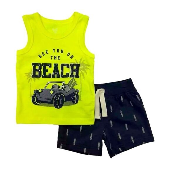 🔥 5 for $30 🔥Carters Boys “See You At The Beach” Shirt & Shorts Set, 6-9M - Picture 2 of 5